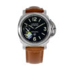 Luminor Marina Logo Stainless Steel with Black Dial and Brown Strap (44mm)
