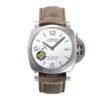 Luminor 1950 44 3 Days Automatic Brushed Stainless Steel Case, Polished Bezel with White Dial and Brown Strap (44mm)