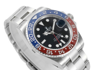 GMT-Master II Stainless Steel 'Pepsi' on Oyster bracelet (40mm) with red and blue bezel and black dial.