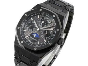 Royal Oak Perpetual Calendar Ceramic watch with a 41mm case, black dial, and moon phase display on the product page.