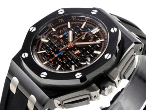 Royal Oak ‘Offshore Chronograph’ Ceramic with Black Dial (44mm) featuring a textured dial, bold design, sturdy ceramic case.