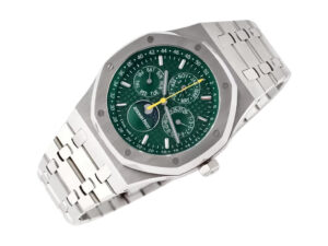 Royal Oak 'Perpetual Calendar' Limited Edition Stainless Steel Watch with 41mm case green dial displaying calendar functions.