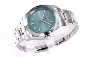 Milgauss GV Stainless Steel with Z-Blue Dial (40mm), polished case, matching bracelet, orange lightning bolt seconds hand.