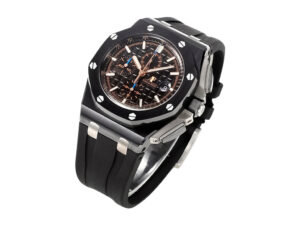 Royal Oak ‘Offshore Chronograph’ Ceramic with Black Dial (44mm), featuring a black strap and octagonal bezel.