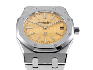 Royal Oak ‘Jumbo Extra-Thin’ Stainless Steel Watch with Pink Gold Dial (39mm) featuring a sleek octagonal bezel.
