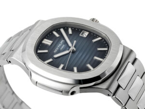 Nautilus Stainless Steel with Blue Dial (41mm) (5811), featuring a sleek design, luminous markers, and polished bracelet.