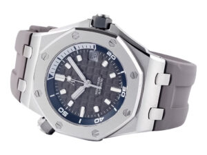 Royal Oak ‘Offshore Diver’ Stainless Steel watch with a 42mm case, grey dial, and matching grey rubber strap.