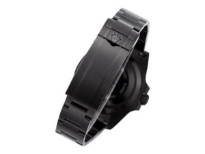 Submariner Date Stainless Steel (Blaken) watch with black dial (40mm), featuring a sleek black metal bracelet and clasp.