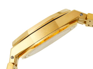 Side view of the Royal Oak Yellow Gold watch with a 37mm case, showcasing its polished and brushed gold finish.