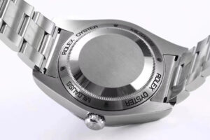 Back view of Milgauss GV Stainless Steel with Z-Blue Dial (40mm), showcasing its brushed finish and engraved details.