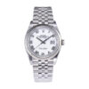 Datejust 36 Stainless Steel on Jubilee with White Dial (Roman Numerals) and Fluted Bezel