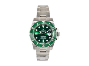 Submariner Date Stainless Steel 'Hulk' (40mm) with green dial, unidirectional bezel, Oyster bracelet, displayed front-facing.