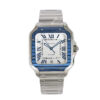 Santos Large Stainless Steel with White Dial and Blue Bezel (40mm)