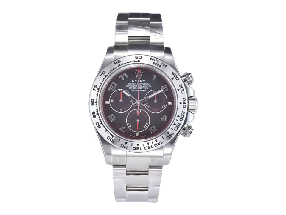 Cosmograph Daytona Stainless Steel watch Matte Black ‘Racing Dial,’ featuring design and precise chronograph functionality.