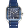Santos Large Stainless Steel with Blue Dial and Blue Bezel (Rubber Strap) (40mm)