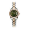 Lady-Datejust 28 Two Tone Rose Gold on Jubilee with Green Diamond Dial and Diamond Bezel
