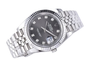 Datejust 41 Stainless Steel on Jubilee bracelet with Diamond Rhodium Dial, Fluted Bezel, and date display at 3 o'clock.