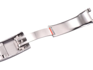 Open clasp of Datejust 41 Stainless Steel watch featuring Oyster bracelet with polished finish and secure folding mechanism.