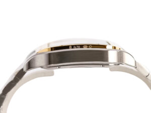 Side view of Santos Large Two Tone Yellow Gold with White Dial (40mm) watch, showcasing the metal finish and gold accents.