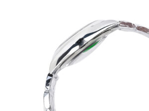 Side view of the Oyster Perpetual 41 Stainless Steel watch featuring a sleek design and polished finish.