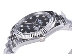 Datejust 41 Stainless Steel on Jubilee, Diamond Black Dial with Fluted Bezel, showcasing luxury craftsmanship and style.