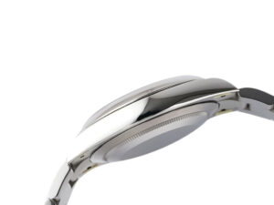 Side view of the Oyster Perpetual 41 Stainless Steel watch, showcasing its sleek case and polished finish.