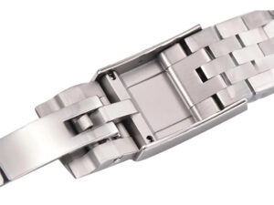 Close-up of the stainless steel Jubilee bracelet clasp on the GMT-Master II 'Sprite' (40mm) watch.