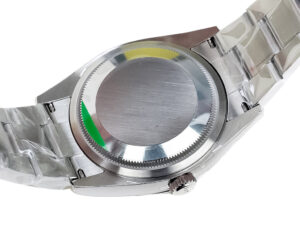 Back view of the Oyster Perpetual 36 Stainless Steel watch, showcasing its brushed metal case and bracelet clasp.