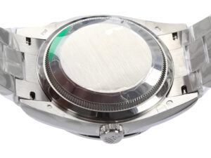 Back view of Day-Date 36 Stainless Steel ‘President’ with Diamond Mother of Pearl Dial and Diamond Bezel, showing caseback.