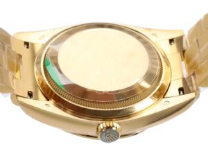 Back view of the Day-Date 36 Yellow Gold ‘President’ watch showcasing its gold case and crown detail.
