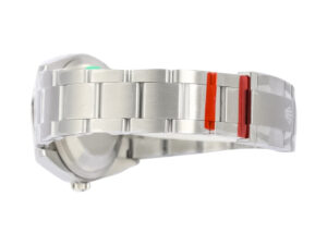 Stainless steel bracelet of the Oyster Perpetual 36 watch, showcasing polished links and a secure clasp.