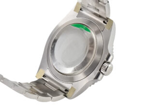Back view of the Submariner Date Stainless Steel ‘Hulk’ (40mm) watch, showcasing its stainless steel case and bracelet.