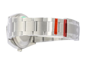 Close-up of the Oyster Perpetual 36 Stainless Steel watch's bracelet, showcasing its polished links and secure clasp.