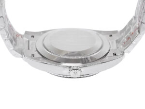 Back view of the Day-Date 40 White Gold ‘President’ watch with a polished case back and part of the bracelet visible.