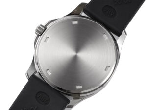 Rear view of the Aquanaut Luce Stainless Steel Diamond Black watch showcasing its polished stainless steel case back.