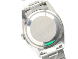 Back view of the Oyster Perpetual 36 Stainless Steel, showcasing the brushed stainless steel case and bracelet.