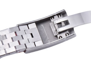 Close-up of the clasp on the Jubilee bracelet of the Datejust 36 Stainless Steel, showcasing its secure and polished design.