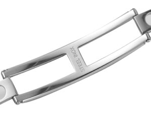 Close-up of the stainless steel bracelet clasp for the Nautilus Moonphase watch, showcasing "Steel Inox" engraving.