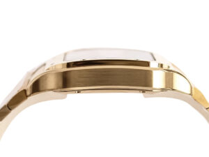 Side view of the Santos Large Yellow Gold watch with White Dial (40mm) showcasing its polished gold case and sleek profile.