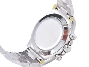 Back view of the Cosmograph Daytona Stainless Steel watch showcasing its polished case and side buttons.