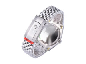 Back view of the Datejust 36 Stainless Steel on Jubilee bracelet, showcasing the clasp and case back with a polished finish.