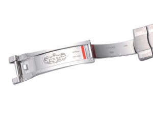 Oyster Perpetual 41 Stainless Steel clasp showcasing the engraved logo and precision engineering details.