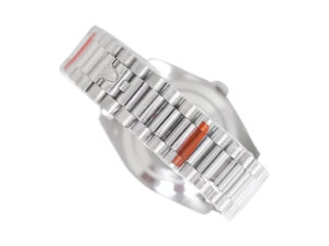 Day-Date 40 White Gold 'President' watch with white dial, Roman numerals, fluted bezel, and elegant presidential bracelet.