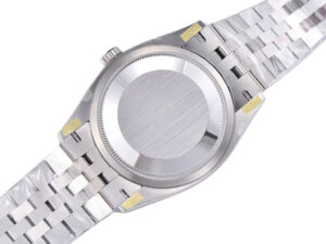 Back view of the Datejust 36 Stainless Steel watch on Jubilee bracelet, showcasing the case back and bracelet links.
