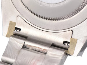 Close-up view of the stainless steel clasp mechanism on the GMT-Master II 'Sprite' Oyster bracelet (40mm).