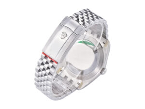 Back view of the Datejust 41 Stainless Steel watch on Jubilee bracelet, showcasing clasp detail and stainless steel finish.