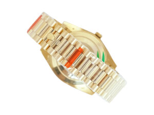 Day-Date 40 Yellow Gold 'President' watch with a champagne diamond dial, fluted bezel, and signature gold bracelet.