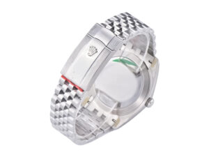 Back view of the Datejust 41 Stainless Steel on Jubilee bracelet, showcasing the clasp with Rolex logo and integrated links.