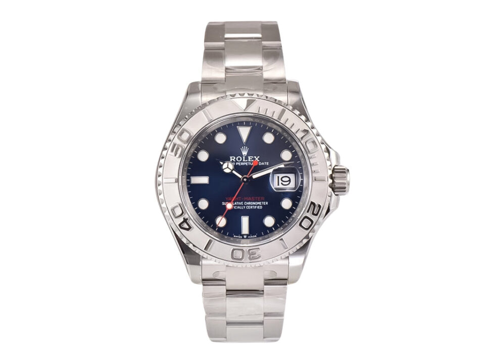 Yacht-Master Two Tone Platinum with Blue Dial (40mm) featuring a stainless steel bracelet and date display.