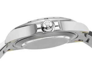 Side view of the Explorer II Stainless Steel ‘Polar’ with White Dial (42mm), showcasing its crown and polished finish.
